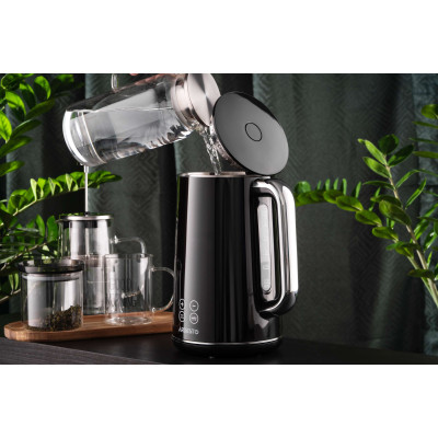 Електрочайник Ardesto Elegance, 1.7л, LED дисплей, подвійні стінки, Otter, чорний глянець (EKL-X53E)
