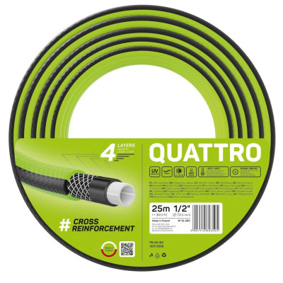Шланг садовый Cellfast QUATTRO, 1/2', 25м, 4 слоя, до 20 Бар, -10...+50°C (10-065) Шланг садовый Cellfast QUATTRO, 1/2', 25м, 4 слоя, до 20 Бар, -10...+50°C (10-065)