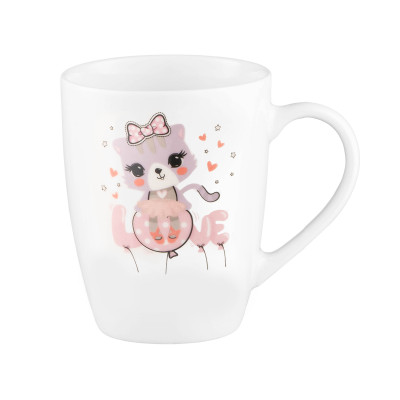 Чашка з ложкою ARDESTO Love, 320мл, порцеляна, нержавіюча сталь, білий