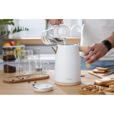 Електрочайник ARDESTO Wood Modern, 1.7л, метал, мат, Strix, білий Електрочайник ARDESTO Wood Modern, 1.7л, метал, мат, Strix, білий