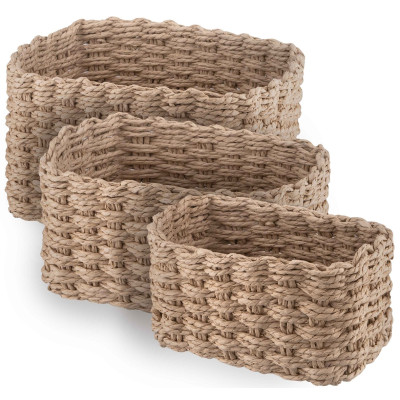 Набір кошиків плетених для зберігання ARDESTO Prestigio (3.3/2.2/1.4л), 3 предмети, паперовий шпагат, бежевий
