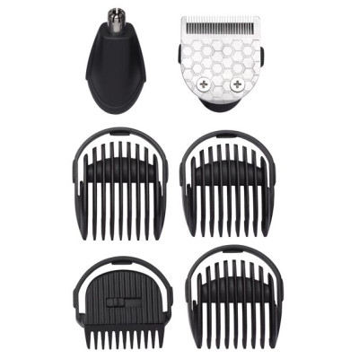Набір для стрижки Babyliss, для бороди, вусів, голови і носа, акум., вібраційний мотор, насадок-6, сталь, чорний