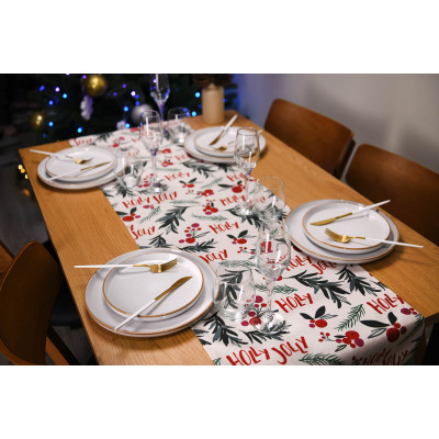Ранер ARDESTO Happy Holidays 40х140см, 90% поліестер, 10% бавовна, білий гостролист