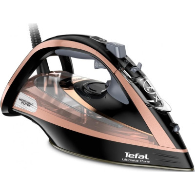 Праска Tefal Ultimate Pure, 3200Вт, 350мл, паровий удар -260гр, постійна пара - 60гр, керам. підошва, чорно-рожевий Праска Tefal Ultimate Pure, 3200Вт, 350мл, паровий удар -260гр, постійна пара - 60гр, керам. підошва, чорно-рожевий