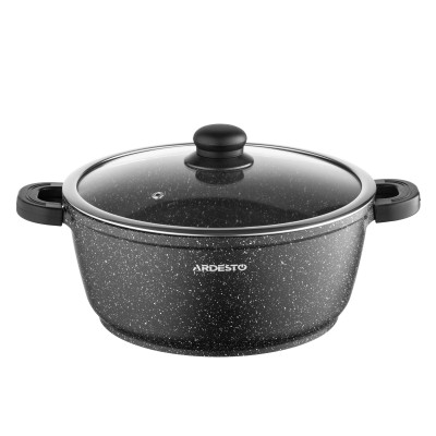 Каструля зі скляною кришкою Ardesto Gemini Anzio, 5л, алюміній, чорний (AR2454GE)