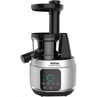 Соковитискач Tefal Juice&Clean шнековий 150Вт, чаша-0.8л, жмих-0.8л, пластик, сріблясто-чорний