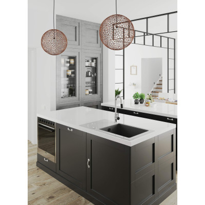 Змішувач для кухні Deante Aster, довж.виливу - 206мм, поворотний, 1+фільтр, хром-чорний