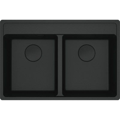 Мийка кухонна Franke Maris, фраграніт, прямокутник, без крила, 760х510х200мм, чаша - 2, врізна, MRG 620 TL, чорний матовий