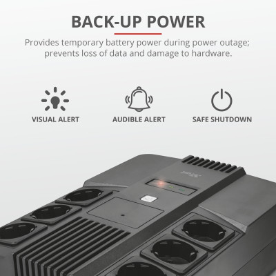 Источник бесперебойного питания Trust Maxxon 800VA UPS with 6 standard wall power outlets BLACK