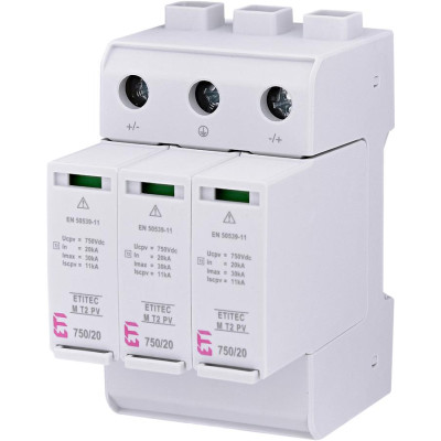 ETI Обмежувач перенапруги ETITEC M T2 PV 1500/20 Y ETI Обмежувач перенапруги ETITEC M T2 PV 1500/20 Y