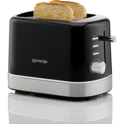 Тостер Gorenje 850Вт, підігрів, розморожування, пластик, чорний