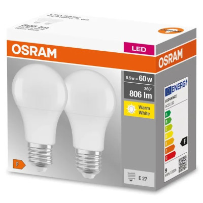 Osram Набір ламп 2шт LED E27 8.5Вт 2700К 806Лм A60 Osram Набір ламп 2шт LED E27 8.5Вт 2700К 806Лм A60