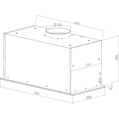 Витяжка Hansa вбудована, 60см, 650м.куб/год., чорний