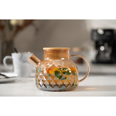 ARDESTO Заварник Golden Moon, 1000 мл, боросилікатне скло, бамбук