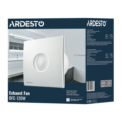 Витяжний вентилятор ARDESTO 20 Вт, 120 м3/г, 2300 об./хв., 33 дБ, білий Витяжний вентилятор ARDESTO 20 Вт, 120 м3/г, 2300 об./хв., 33 дБ, білий