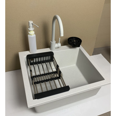 Набір кухонний Adamant Univer, штучний камінь, квадрат, без крила, 560х500х200мм, чаша - 1, врізна, Old stone + змішувач + дозатор + ополіскувач склянок + коландер Набір кухонний Adamant Univer, штучний камінь, квадрат, без крила, 560х500х200мм, чаша - 1, врізна, Old stone + змішувач + дозатор + ополіскувач склянок + коландер