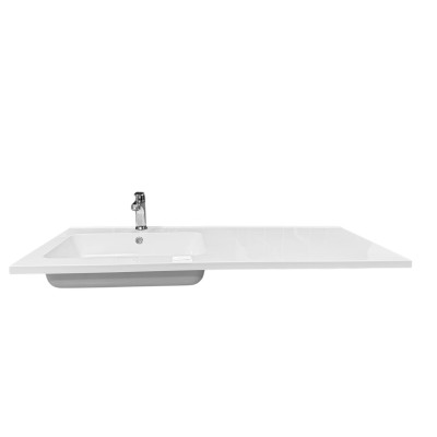 Набір для ванної кімнати, раковина, умивальник Adamant FLATE 120L, штучний камінь, прямокут., з сифоном Click-Clack + змішувач Набір для ванної кімнати, раковина, умивальник Adamant FLATE 120L, штучний камінь, прямокут., з сифоном Click-Clack + змішувач