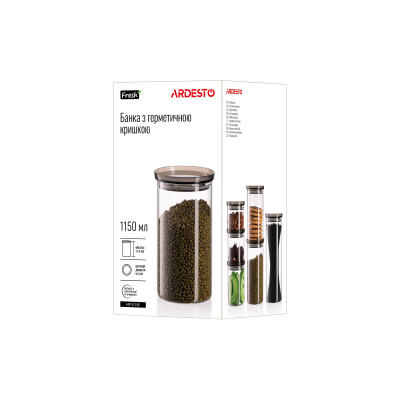 Банка для зберігання ARDESTO Fresh, 1150мл, скло, пластик, прозорий