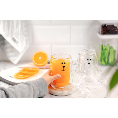 Набір чашок з кришкою з подвійними стінками Ardesto Animals, 300мл, 2шт, боросилікатне скло, прозорий Набір чашок з кришкою з подвійними стінками Ardesto Animals, 300мл, 2шт, боросилікатне скло, прозорий