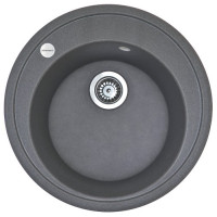 Мийка кухонна Adamant Sun, штучний камінь, кругла, без крила, 510x200мм, чаша - 1, врізна, сірий