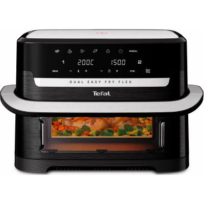 Мультипіч Tefal Dual Easy Fry Flex, 2700Вт, чаша-5.5+3.5л, сенсорне керув., з віконцем, 2 чаши, гриль, пластик, чорний Мультипіч Tefal Dual Easy Fry Flex, 2700Вт, чаша-5.5+3.5л, сенсорне керув., з віконцем, 2 чаши, гриль, пластик, чорний