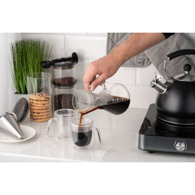 Кемекс для заварювання кави з фільтром ARDESTO Black Mars 600мл, боросилікатне скло, нержавіюча сталь, прозорий Кемекс для заварювання кави з фільтром ARDESTO Black Mars 600мл, боросилікатне скло, нержавіюча сталь, прозорий