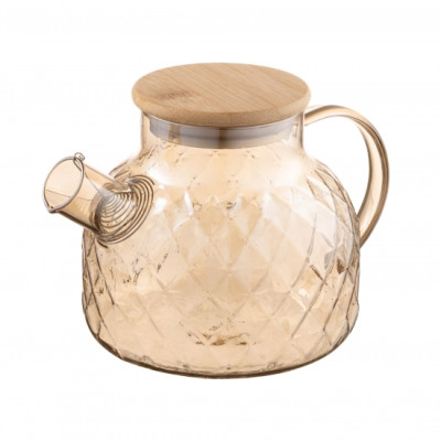 Заварник Ardesto Golden Moon Diamond 1000мл, боросилікатне скло, бамбук, золотистий Заварник Ardesto Golden Moon Diamond 1000мл, боросилікатне скло, бамбук, золотистий