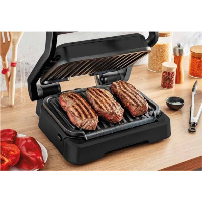Tefal Гриль прижимний OptiGrill 2в1 Black, 2100Вт, темп. режимів-4, з`ємні пластини, метал, чорний