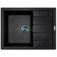 Мийка кухонна Adamant Anila, штучний камінь, прямокут., з крилом, 645х495х200мм, чаша - 1, врізна, чорний
