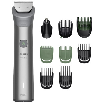 Тример Philips Series 5000, для обличчя, голови, тіла, акум., насадок-9, сталь, сірий Тример Philips Series 5000, для обличчя, голови, тіла, акум., насадок-9, сталь, сірий