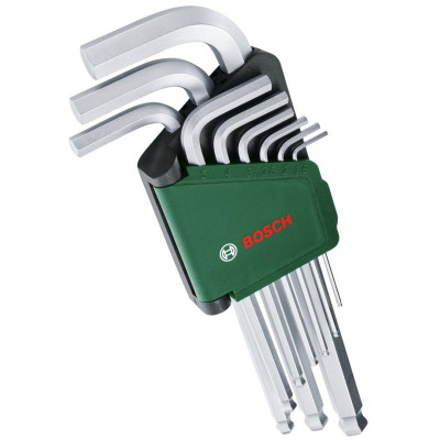 Bosch Ключі шестигранні, набір 9шт, кулястий наконечник, 1.5-10мм, CrV