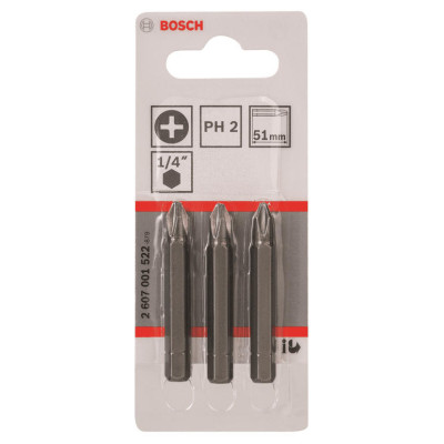 Bosch Біти Extra-Hart PH2, 51мм, 3шт