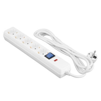 Подовжувач мережевий 2E 3м, 5xТипF, 16A, фільтр, білий Подовжувач мережевий 2E 3м, 5xТипF, 16A, фільтр, білий