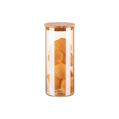 ARDESTO Банка для зберігання Golden Moon, кругла, 1000 мл, скло, бамбук