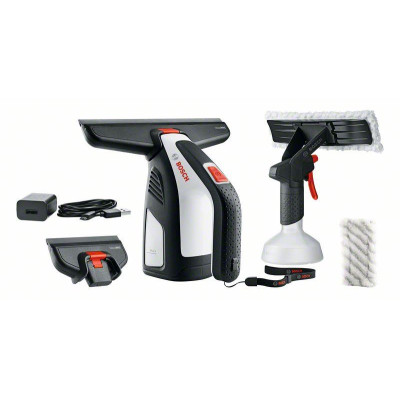 Bosch Пилосос GlassVAC, акумуляторний, для миття вікон, 3.6*2 Ач, контейнер 0.1 Л, 0.7 кг, +насадки і пульв.