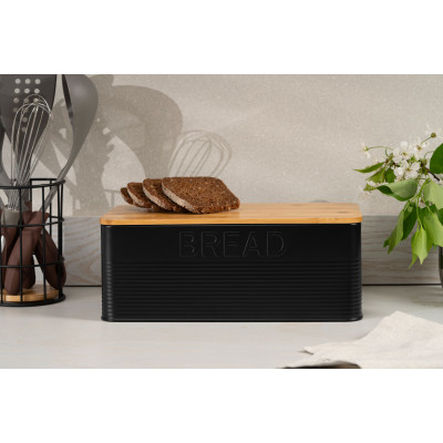 Хлібниця ARDESTO Midori 33х18х12см, метал, бамбук, чорний Хлібниця ARDESTO Midori 33х18х12см, метал, бамбук, чорний