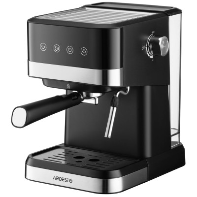 Кавоварка Ardesto ріжкова 1.5л, мелена, ручний капучинатор, сенсорне керування, чорно-сріблястий Кавоварка Ardesto ріжкова 1.5л, мелена, ручний капучинатор, сенсорне керування, чорно-сріблястий