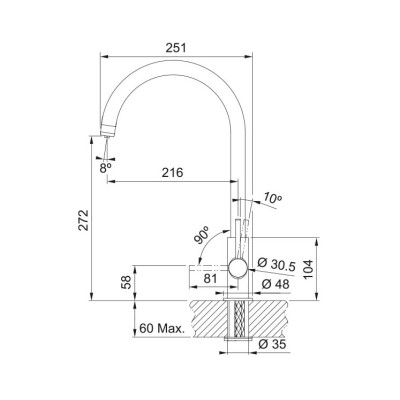 Змішувач для кухні Franke Lina Clear Water, довж.виливу - 216 мм, поворотний, 1+1 фільтр, чорний матовий