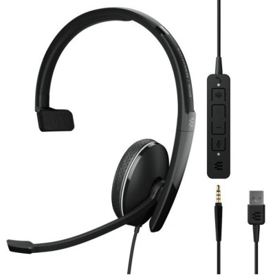 Sennheiser Гарнітура комп'ютерна моно On-Ear ADAPT 135T USB II, 3.5мм/USB, односпрямований, сертифікат Microsoft Teams, 1.8м, Чорний