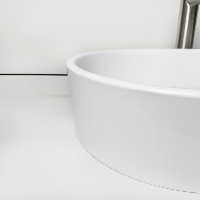 Раковина, умивальник Adamant BESTE NEW, штучний камінь, овальна, без отвору для змішувача та переливу, 540x350x110мм, накладний, білий