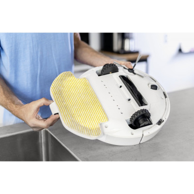 Karcher Робот-пилосос RCV 3, 400Вт, h=9.4см, вологе прибирання, конт пил -0.5л, вода -0.17л, автон. робота до 120хв, вага-3.7кг, НЕРА, білий Karcher Робот-пилосос RCV 3, 400Вт, h=9.4см, вологе прибирання, конт пил -0.5л, вода -0.17л, автон. робота до 120хв, вага-3.7кг, НЕРА, білий