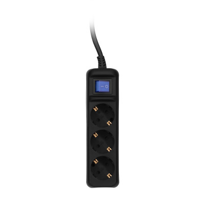 Удлинитель сетевой 2E 3хТип F, 3х1.5мм кв, 16A, 3м, черный 2E-U03ESM3BK