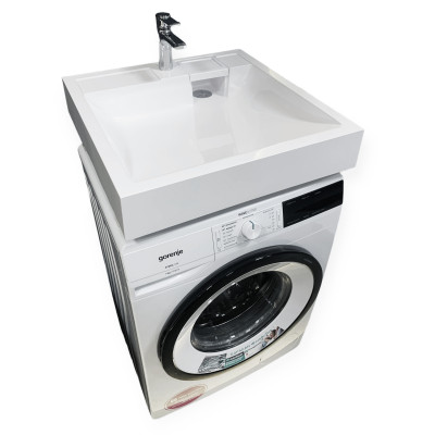Раковина, умивальник Adamant WASHER NEW, штучний камінь, прямокут., з отвором для змішувача, без переливу, 595х595х115мм, накладний, білий