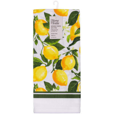 Набір рушничків для кухні ARDESTO Sicilian lemons 38х63см, 2шт, 100% бавовна, зелений