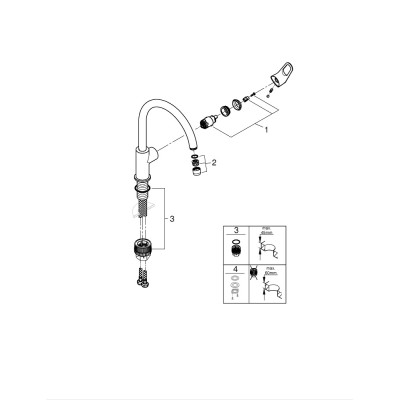 Смеситель кухонный Grohe QuickFix Start Flow, длина излива - 223мм, поворотный, 1рычаг, хром Смеситель кухонный Grohe QuickFix Start Flow, длина излива - 223мм, поворотный, 1рычаг, хром