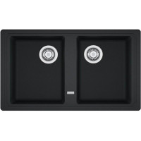 Мийка кухонна Franke Basis, фраграніт, прямокутник, без крила, 860х500х200мм, чаша - 2, накладна, BFG 620, онікс