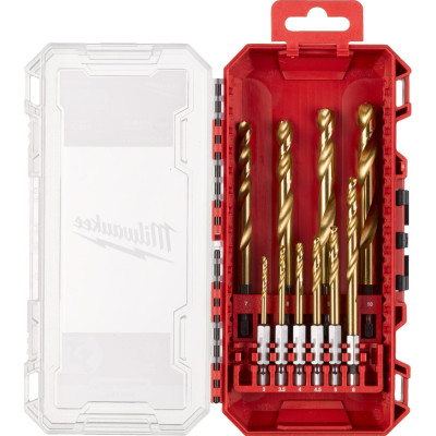 Набір свердел по металу Milwaukee RedHEX Shockwave HSS-TiN, 3-10мм, кейс, 10шт Набір свердел по металу Milwaukee RedHEX Shockwave HSS-TiN, 3-10мм, кейс, 10шт