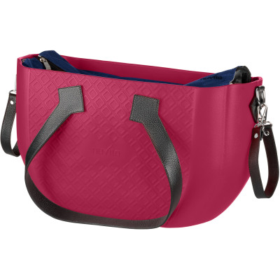 Сумка Nuvita MyMia ручки еко-шкіра, килимок, ремені для коляски, малиново-чорний