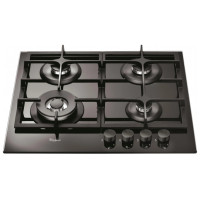 Whirlpool Варильна поверхня газова на склі, 60см, чавун, конфорка з подвійним рядом полум'я, чорний