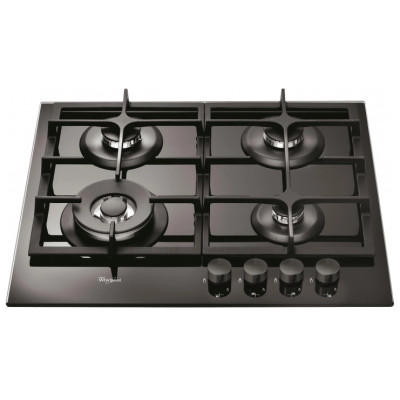Whirlpool Варильна поверхня газова на склі, 60см, чавун, конфорка з подвійним рядом полум'я, чорний Whirlpool Варильна поверхня газова на склі, 60см, чавун, конфорка з подвійним рядом полум'я, чорний